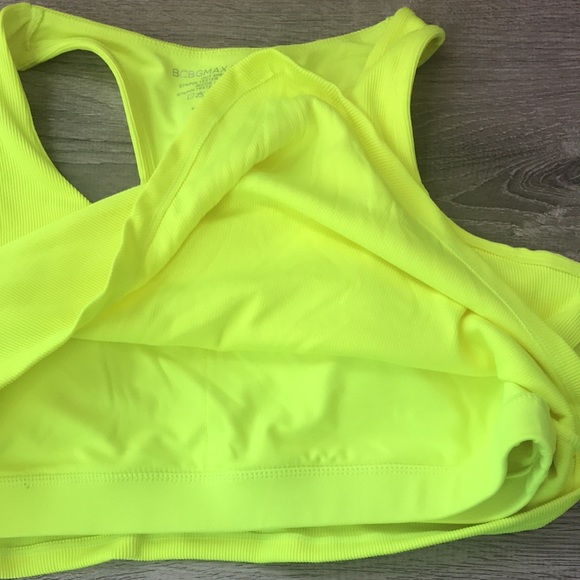 NWOT BCBGMAXAZRIA Ribbed Knit Bralette Crop Top neon yellow size XL - Picture 3 of 8